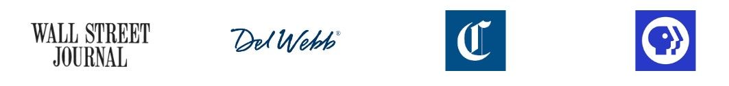 Logos of The Wall Street Journal, Del Webb, the Chicago Tribune, and PBS
